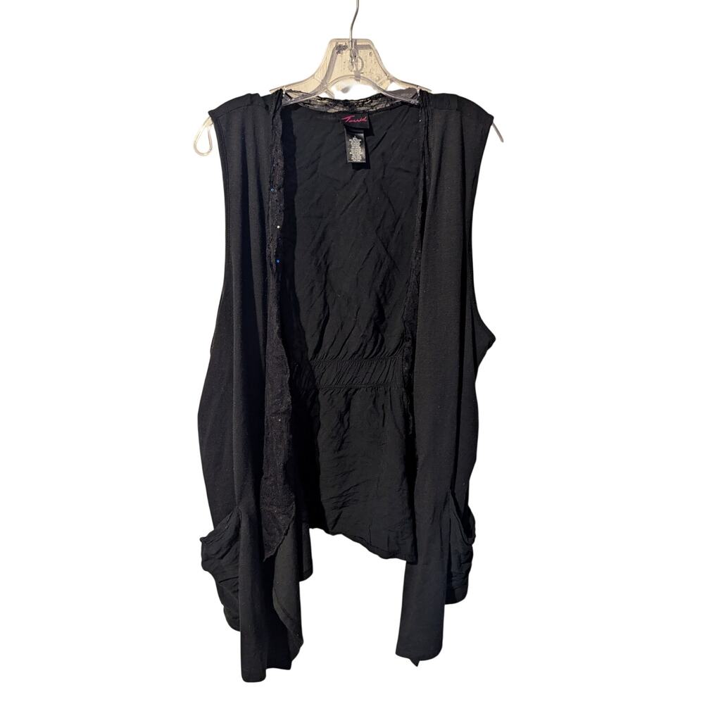 Torrid Black Vintage Vest Style Open Cardigan Cover Mesh Sequins Size 3 3X